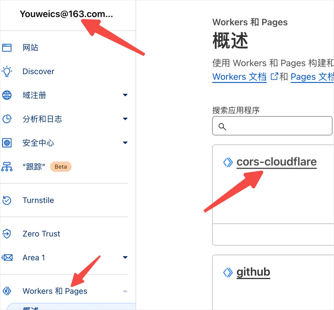 在 Workers 和 Pages 里找到创建的 Worker
